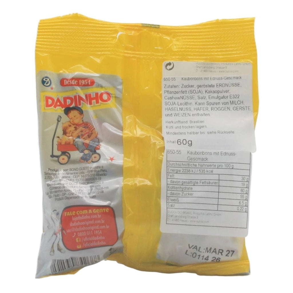 DIZIOLI Dadinho Kaubonbons Erdnuss - Bala Mastigável Doce de Amendoim 60g - Hallo Brasil
