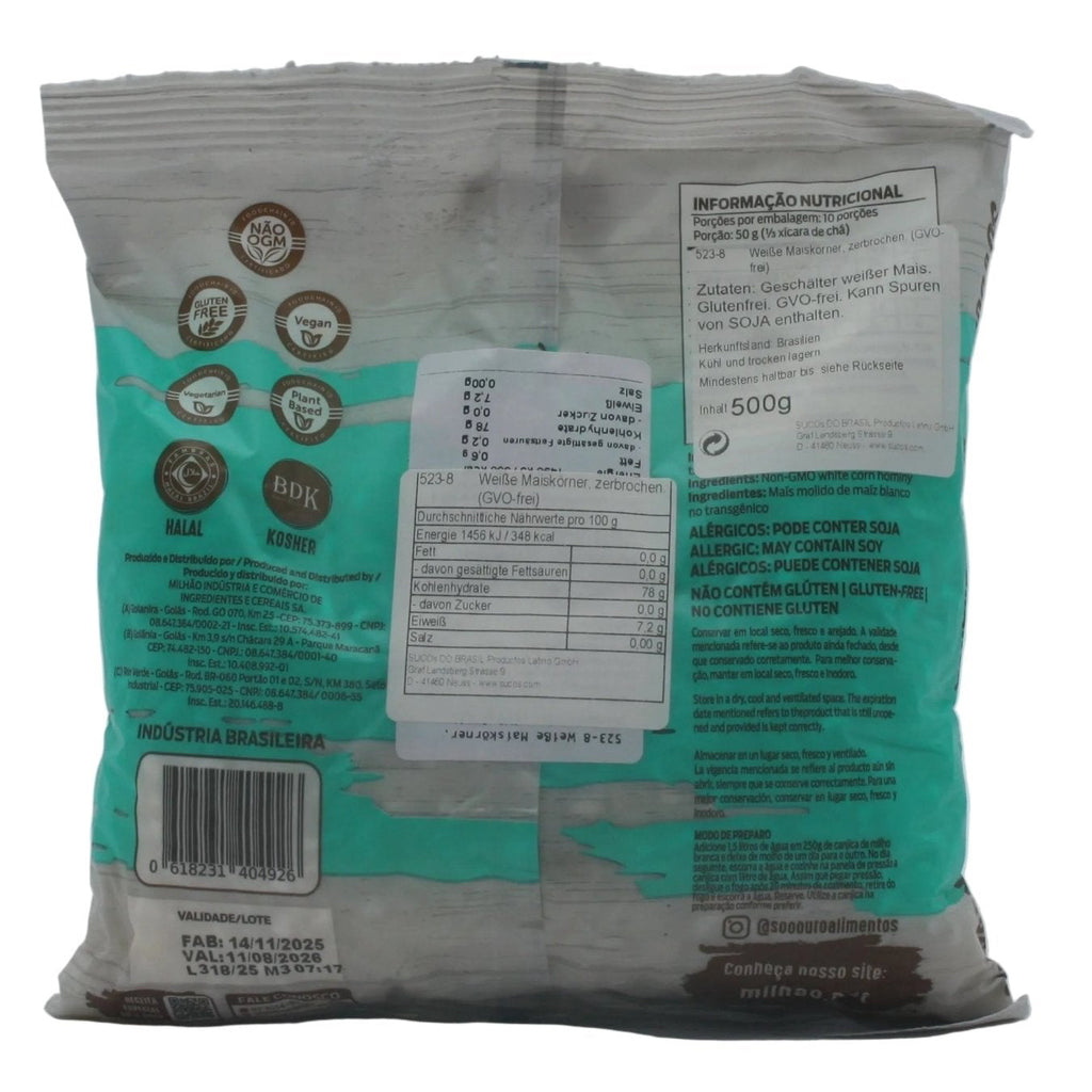 SÓ O OURO Weiße Maiskörner - Canjica Branca de Milho não transgênico 500g - Hallo Brasil