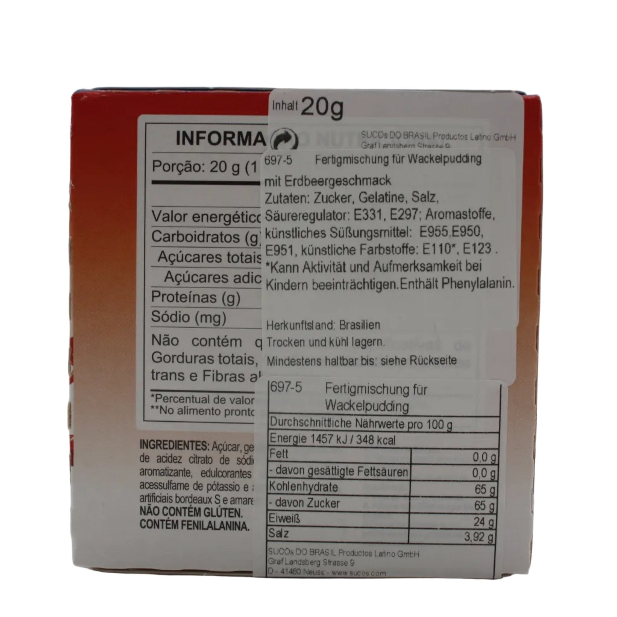 TRISANTI Wackelpudding Erdbeer - Gelatina Morango, 20g - Hallo Brasil