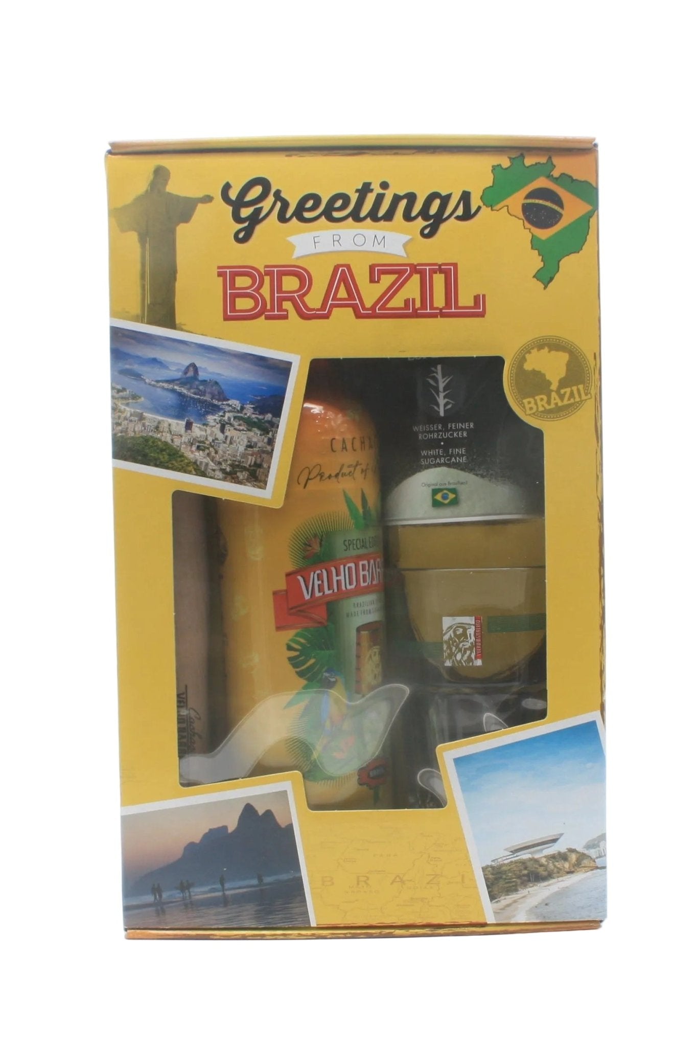 VELHO BARREIRO Caipirinha - Set "Greetings from Brazil" Cachaça 700ml 39% vol - 2,08kg - Hallo Brasil