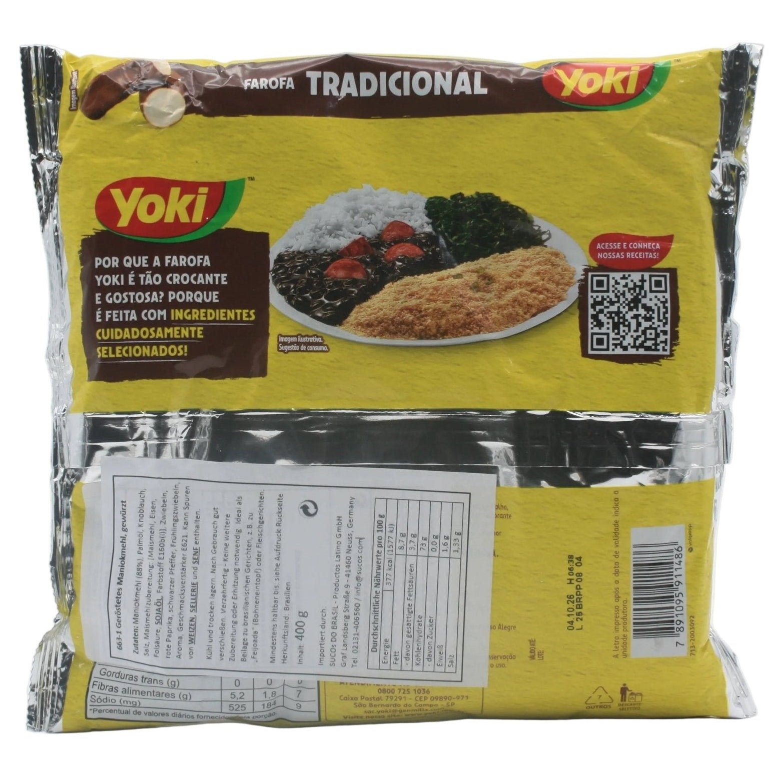 YOKI Gewürztes Maniokmehl - Farofa Pronta de Mandioca 400g - Hallo Brasil